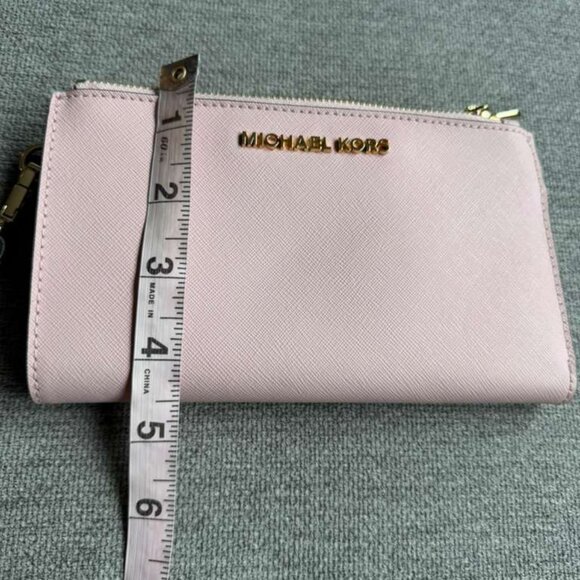 Michael Kors Jet Set Travel Double Zip Wristlet Wallet Pink Powder Blush - Picture 5 of 12